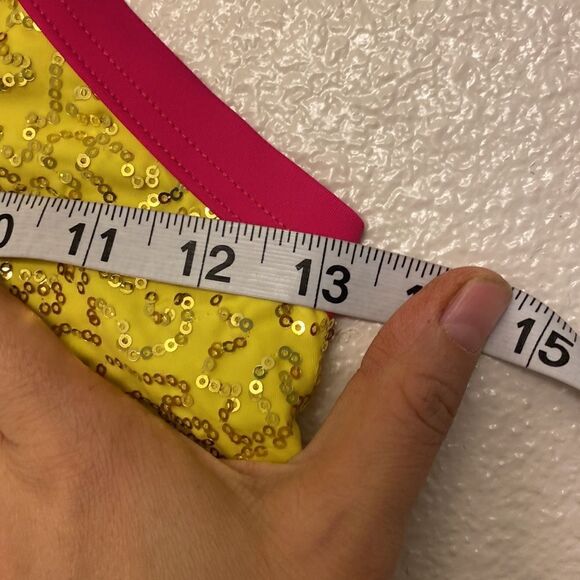 Weissman Elite Dance costume yellow sequin Feather Bustle Leotard SQ11458 XSA - Picture 4 of 8